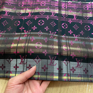 L25 Jacquard Fabric Plaid Pink on Grey