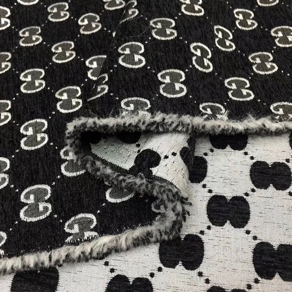 Designer Inspired Gucci Fabric GG Fabric Charcoal by the yard