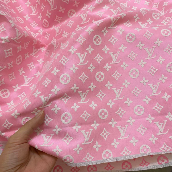 Designer Inspired LV Fabric Pink by the yard