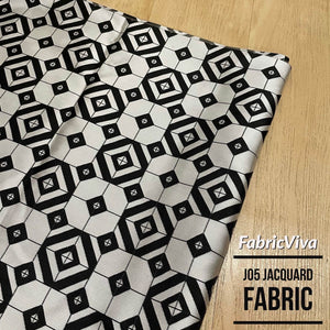 Geometric Jacquard Fabric black and white