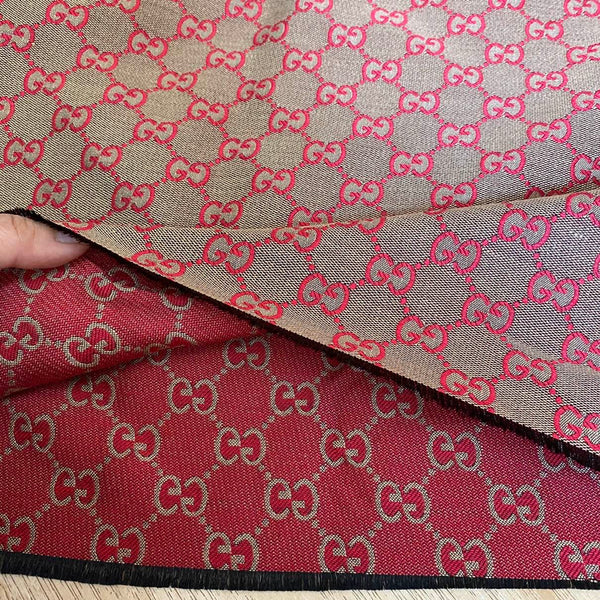 Gucci Jacquard Fabric Red on Khaki