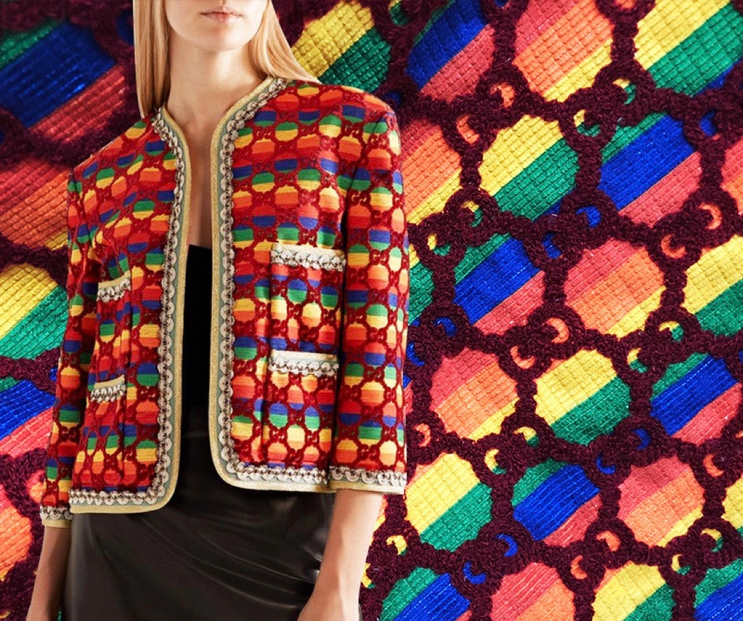 Gucci GG Fabric Rainbow Designer Inspired Fabric