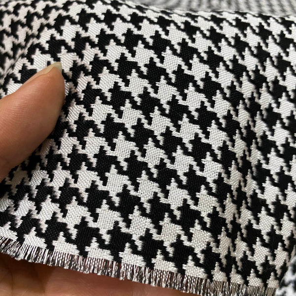 J04 Houndstooth Jacquard Fabric Black and White