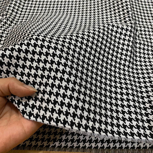 J04 Houndstooth Jacquard Fabric Black and White