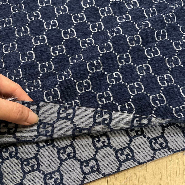 G17 Chenille Jacquard Fabric Deep Blue