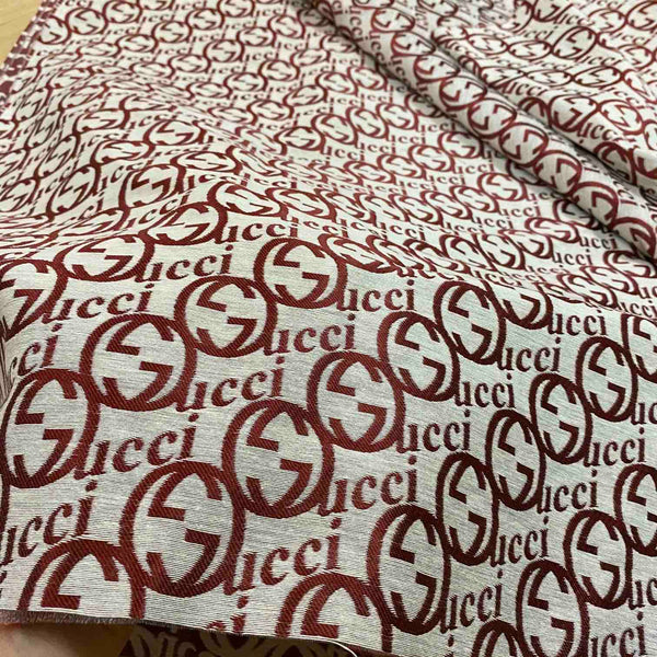 G10 Jacquard Fabric Burgundy on Light Grey