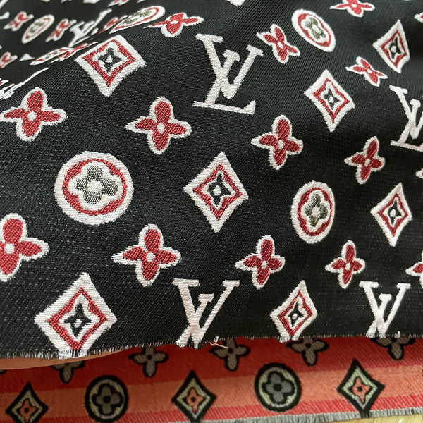 L23 Jacquard Fabric Red on Black