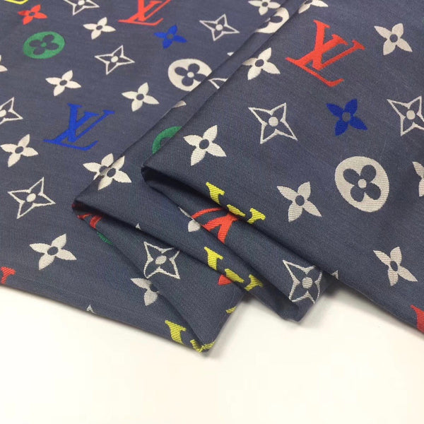 Designer Inspired LV Fabric blue by the yard