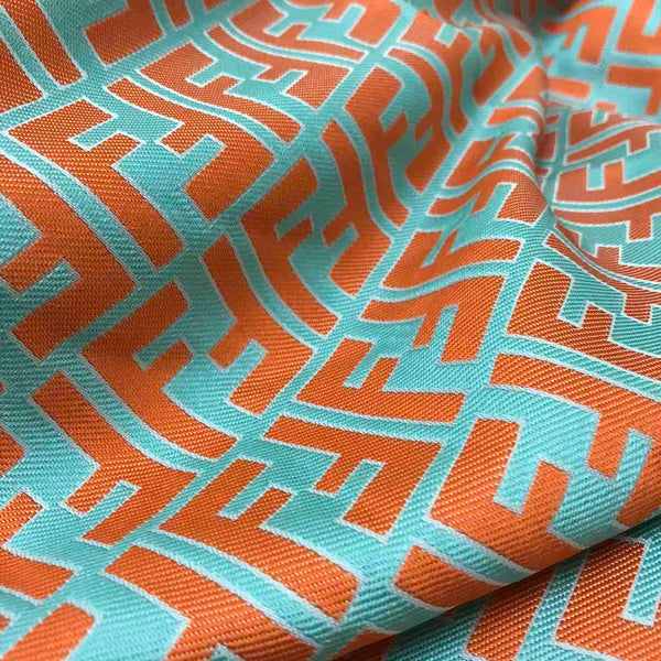 Designer Inspired Fendi Fabric Orange Green by the yard